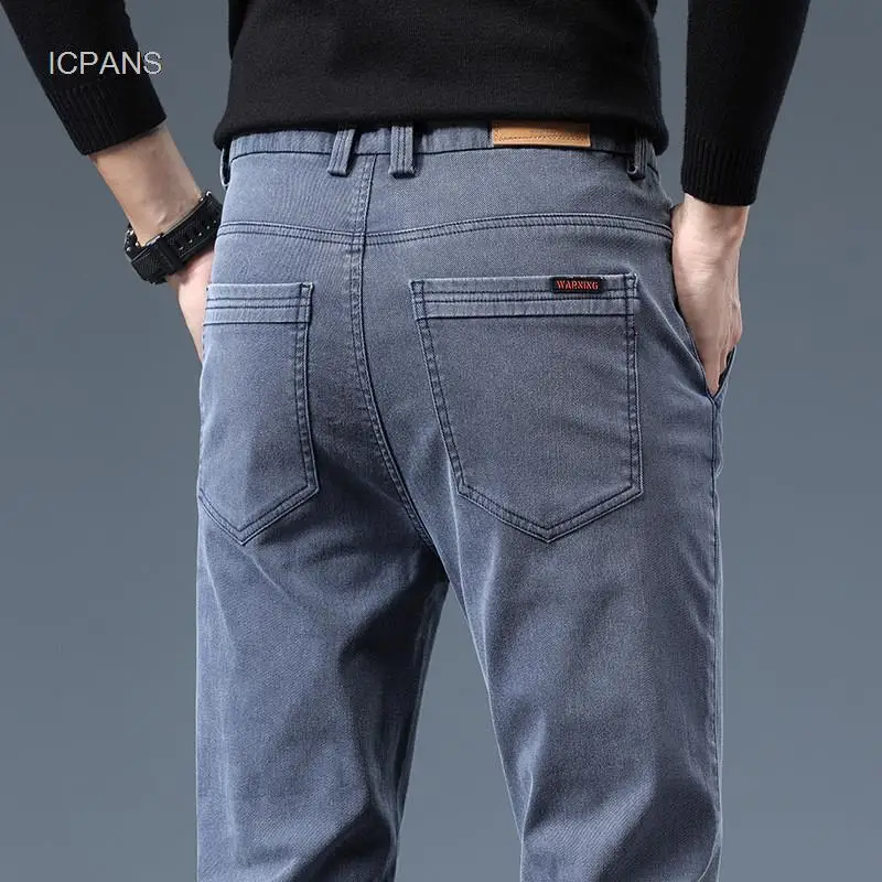 Smil Straight Men Jeans Autumn casual black gray  denim trousers pants for man 2023 korea clothing