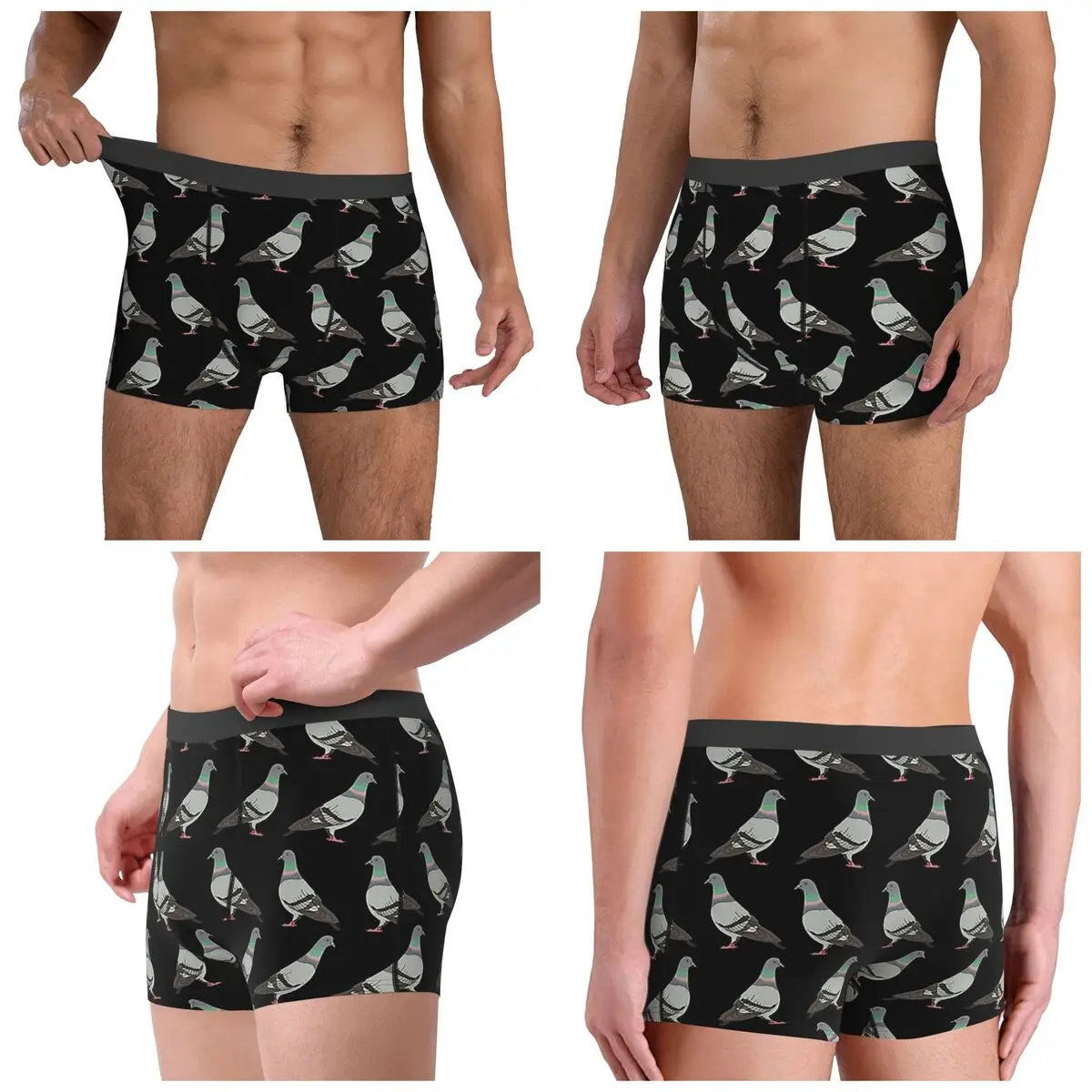 Boxer Underpants Shorts Pigeon Walk 2020, Black Background Panties Men's Ventilate Underwear for Homme Man Boyfriend Gift