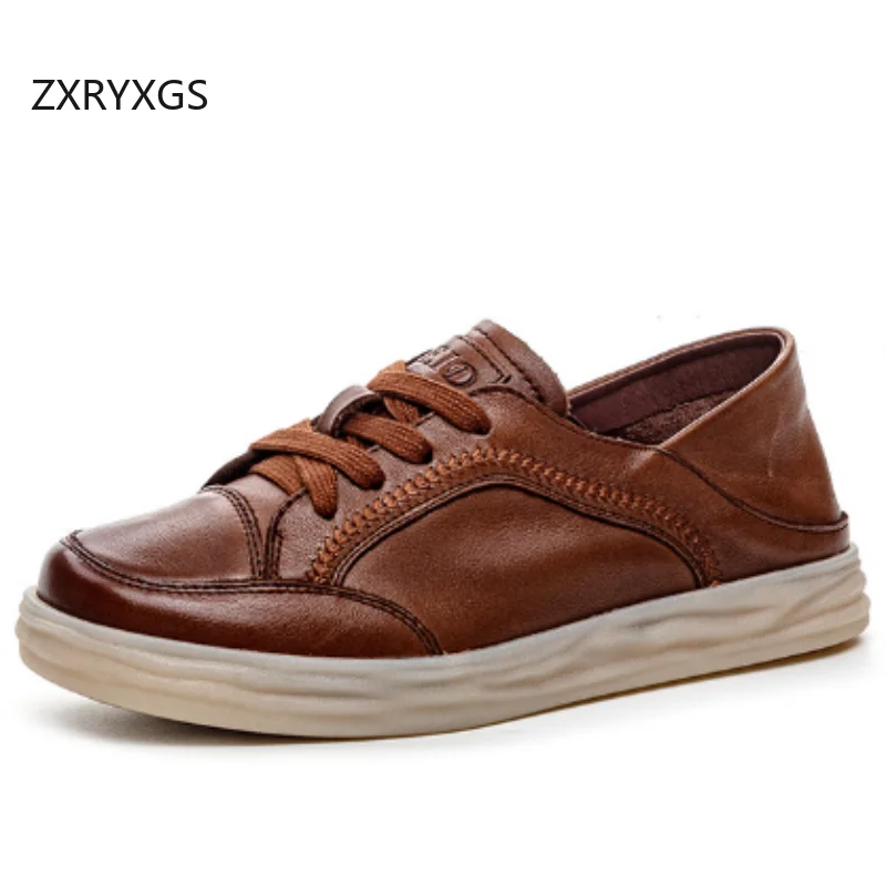 

ZXRYXGS 2025 верхние кроссовки из натуральной кожи, туфли на плоской подошве, удобная темпераментная женская дорожная обувь на мягкой подошве, повседневные кроссовки