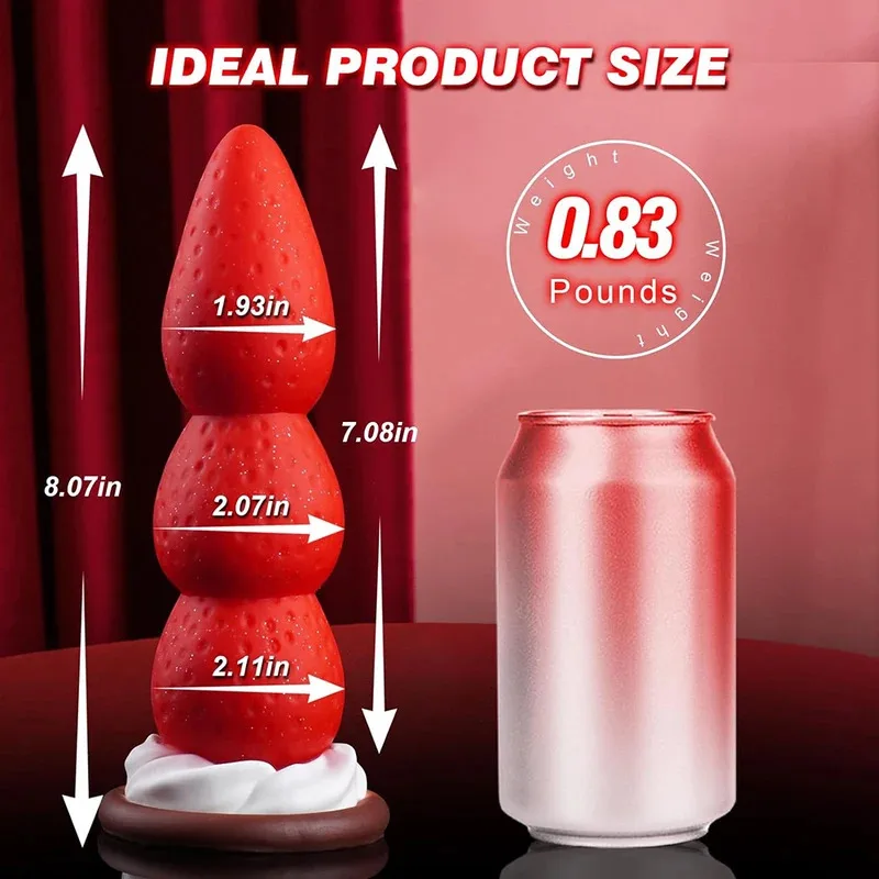 Fantasia morango monstro nó grande bunda grande contas anais enorme ventosa anal plug grosso dragão animal cão vibrador adulto