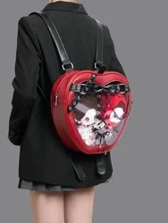 Mochila MBTI Design Apple para mujer, mochila gótica Jk a la moda para chicas, mochila femenina de calle alta, bolsos estéticos informales de cuero Pu Punk rojo