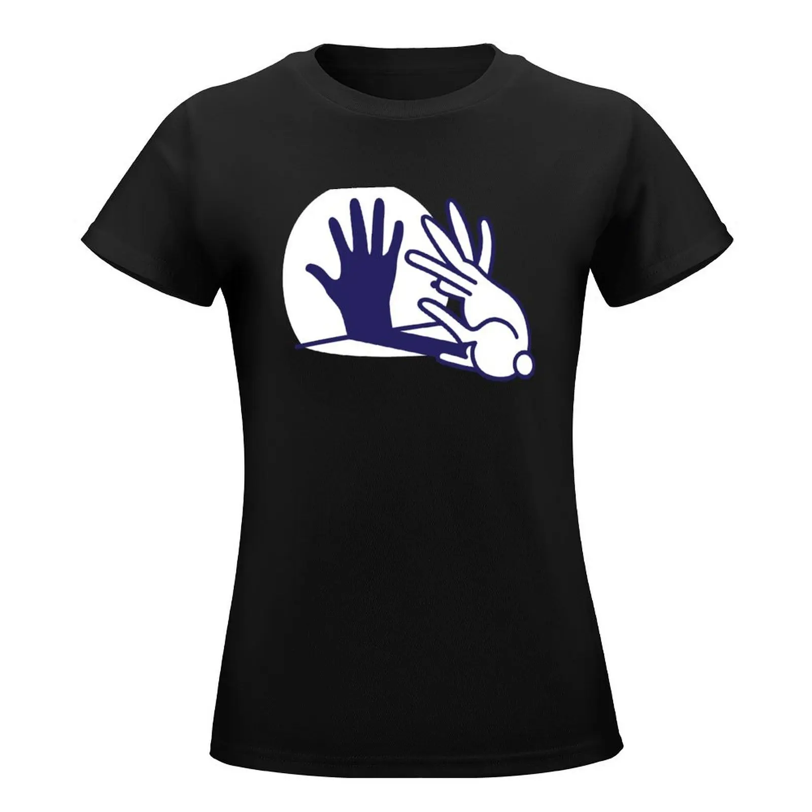 Hand Schatten Kaninchen T-Shirt koreanische Mode Kurzarm T-Shirt einfache T-Shirts für Frauen