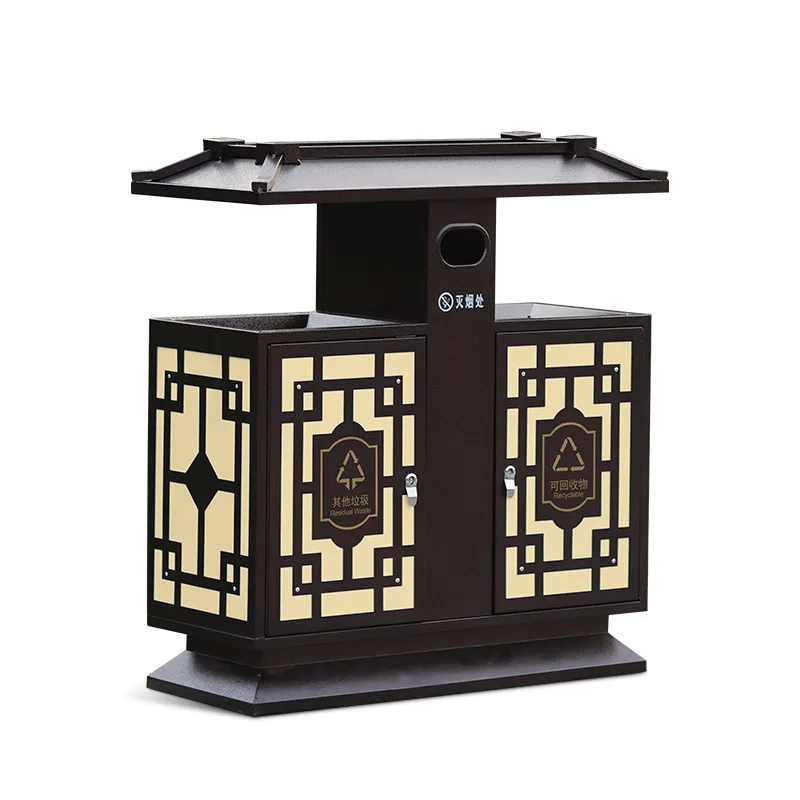 

Chinese outdoor scenic spot trash can antique park leather box school outdoor villa courtyard large trash can