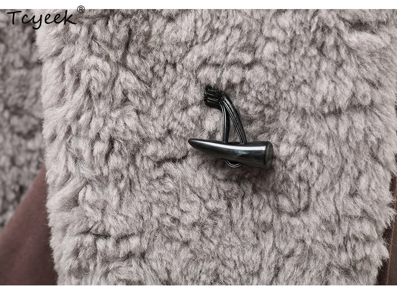 Tcyeek 100% Wollen Jas Winter Kleding Warm Echt Bont Jassen Mode Schapen Shearling Jassen Lamswol Bontjas Vrouwen Abrigo Mujer
