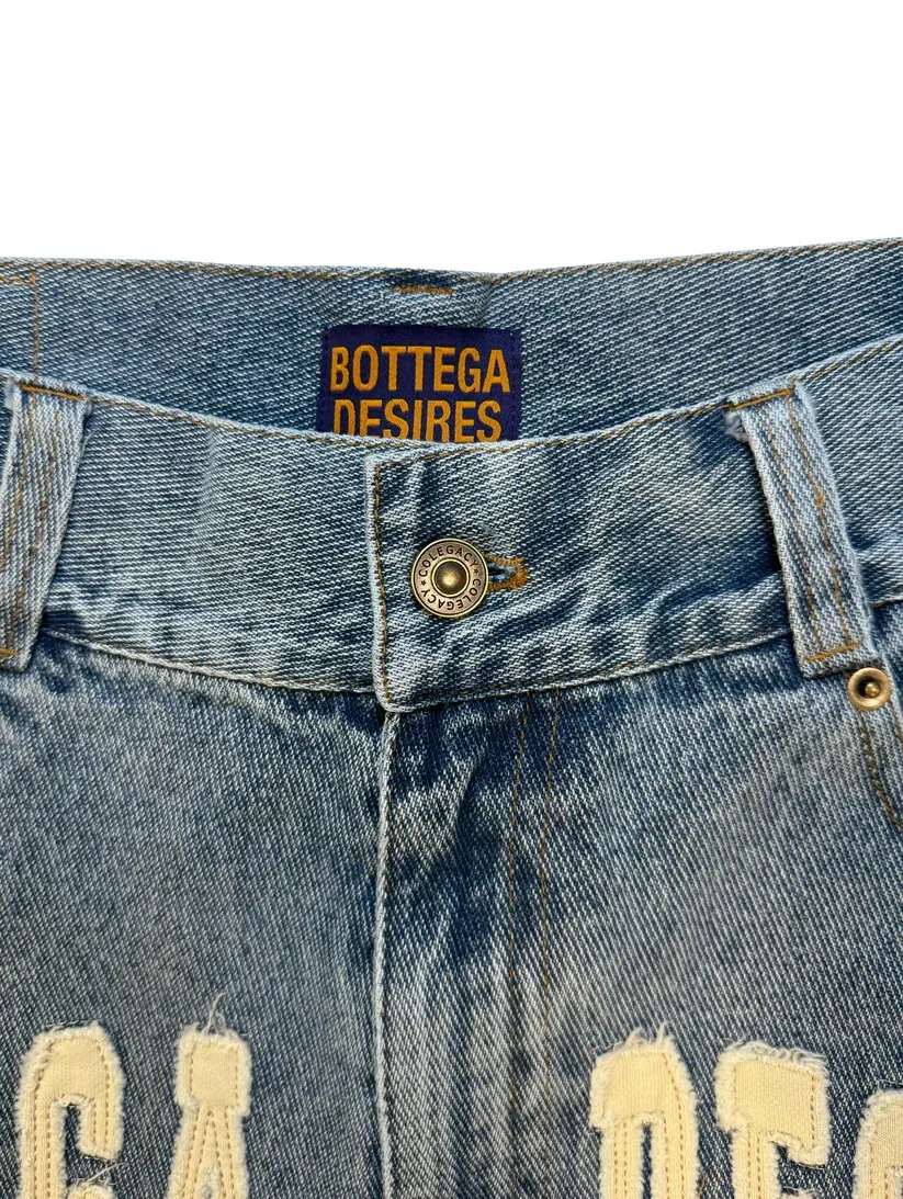 Calções de carga americanos para bordado masculino, jeans azul lavado, marca de moda verão, novo estilo quente, meninos, anos 90