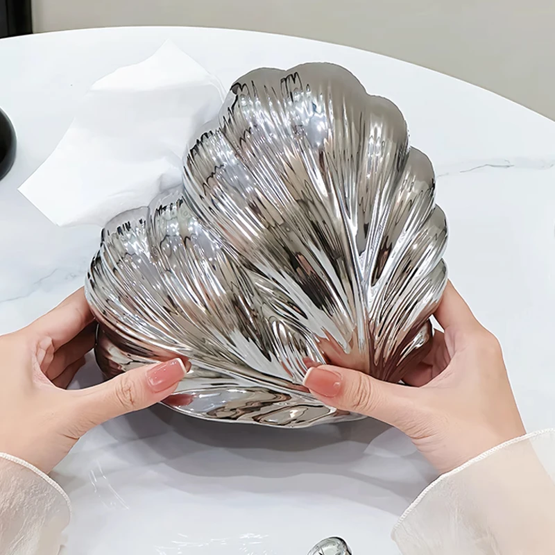 

Creative Love Feather Ceramic Tissue Box, Household Office Living Room Tea Table Decor High end Napkin Storage Box Ornament, 1Pc