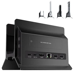 PULWTOP Vertical USB C Docking Station with 4K@60Hz HDMI, 3 USB, SD/TF, PD3.0, RJ45, 3.5mm Audio for MacBook Pro/Air,Laptop