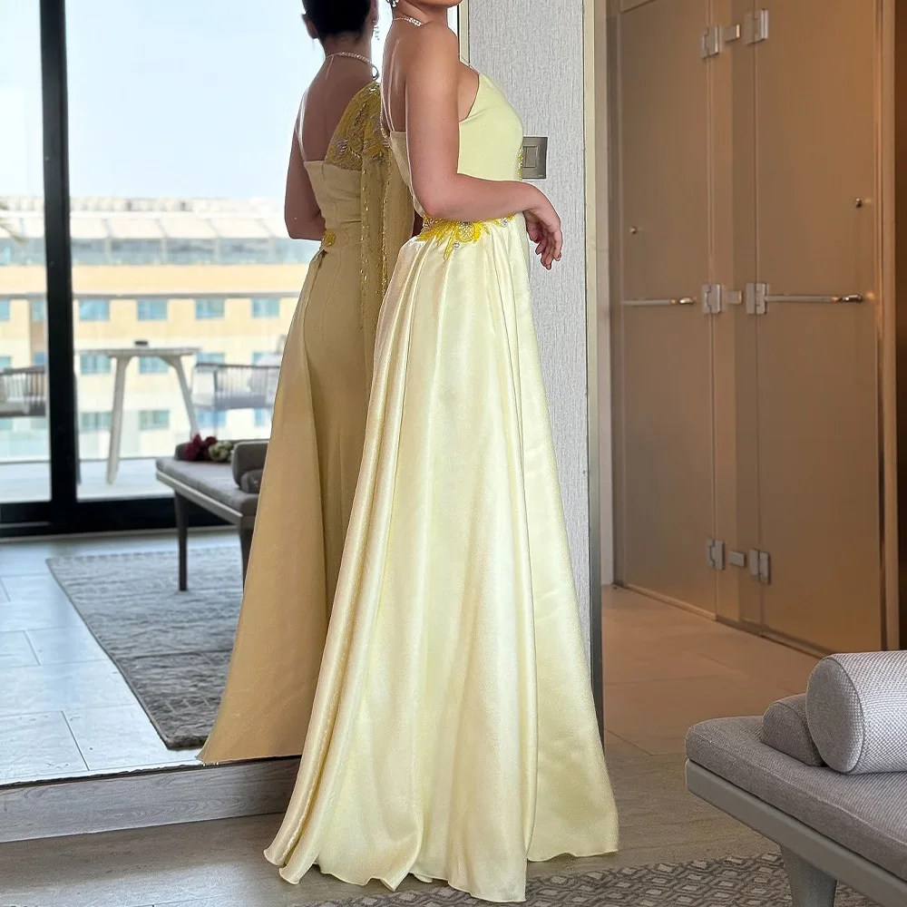 One Shoulder Sleeveless Jersey Floor Length Side Slit Straight Evening Dress Watteau Train Appliques Sequined Temperament