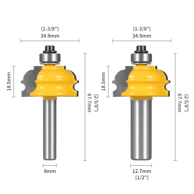 YUSUN  8mm 12mm 12.7mm Shank Moulding  Router Bit Woodworking Milling Cutter For Wood Face Mill