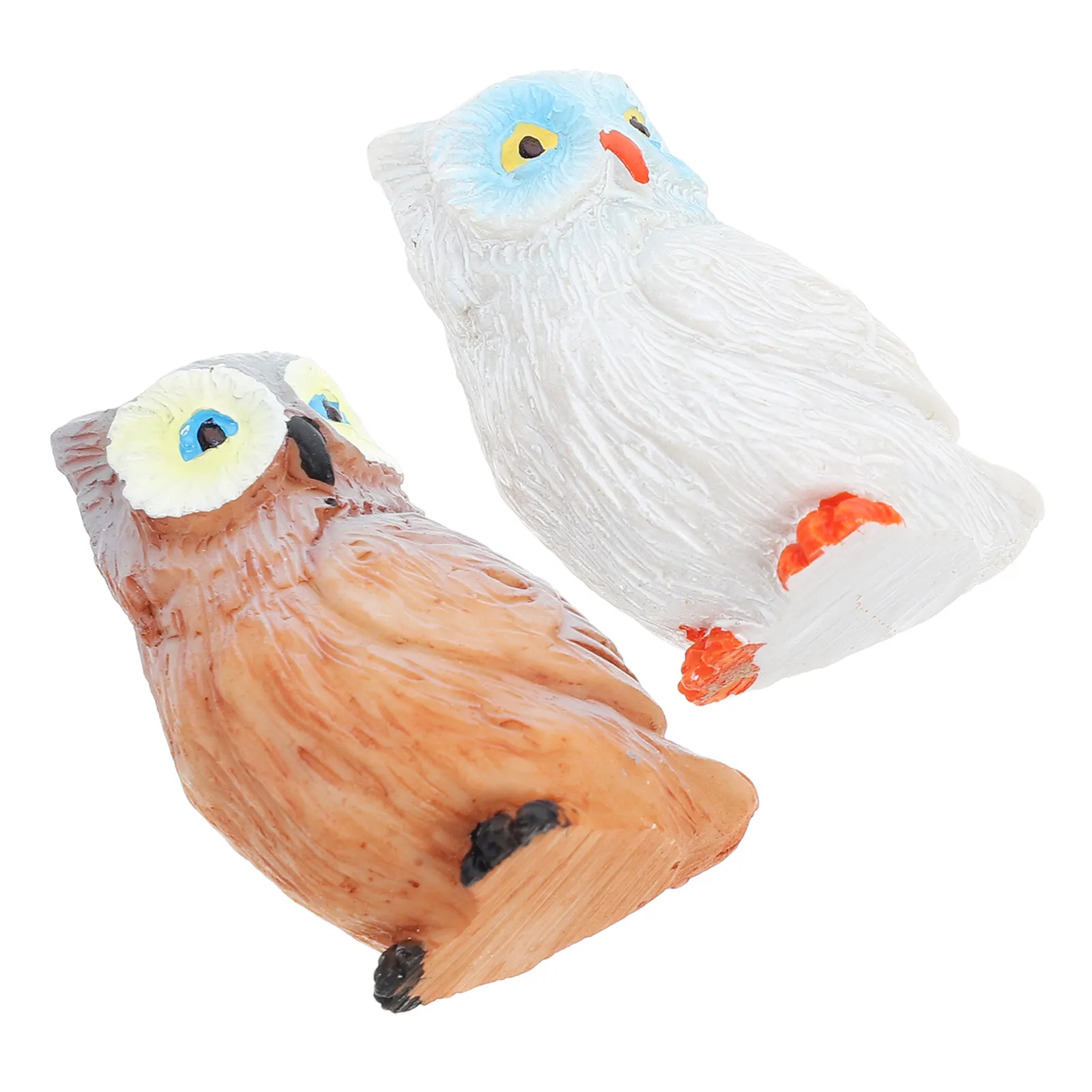 2Pcs Compact Resin Owl Garden Ornaments for Micro Landscape Miniature Decor Outdoor Indoor Bonsai Fairy Garden Realistic Animal