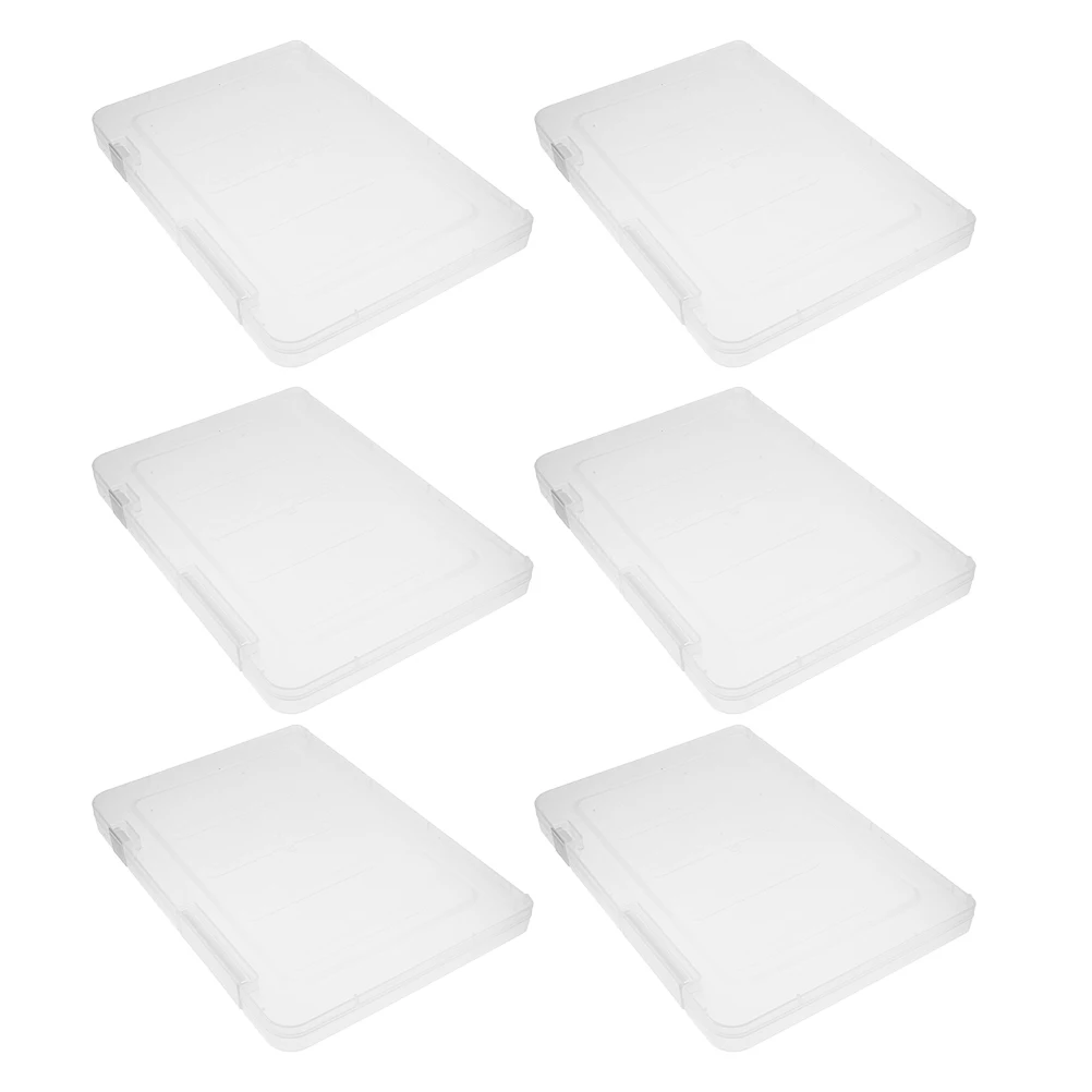 

6Pcs Clear Document Boxes Portable File Organizer Stackable Plastic Storage Cases Snap Buckle for Office Home Use