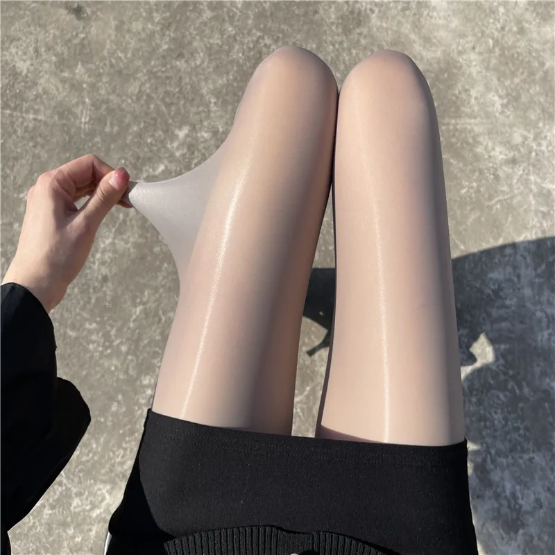 Öl glänzende Dessous elastische heiße Strumpfwaren ultra dünne Bling Strumpfhosen sexy Frauen Strümpfe Clubwear weibliche glänzende Strumpfhosen schiere Medien – Detail 30