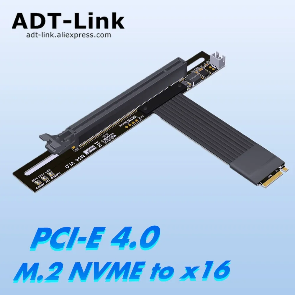 ADT M.2 NGFF NVMe Key M to PCI-E4.0x16 Graphics Board GPU Extension Cable M41-M34 FFC Low Loss Computer Accessories