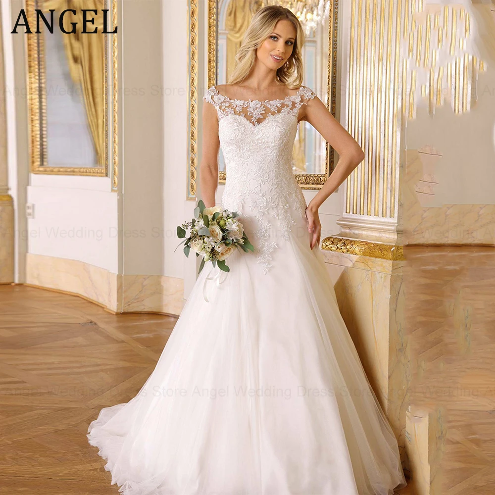 

ANGEL Exquisite A-Line Scoop Wedding Dresses 2024 New Sleeveless Organza Bridal Gowns Applique Button Illusion Vestidos de Novia