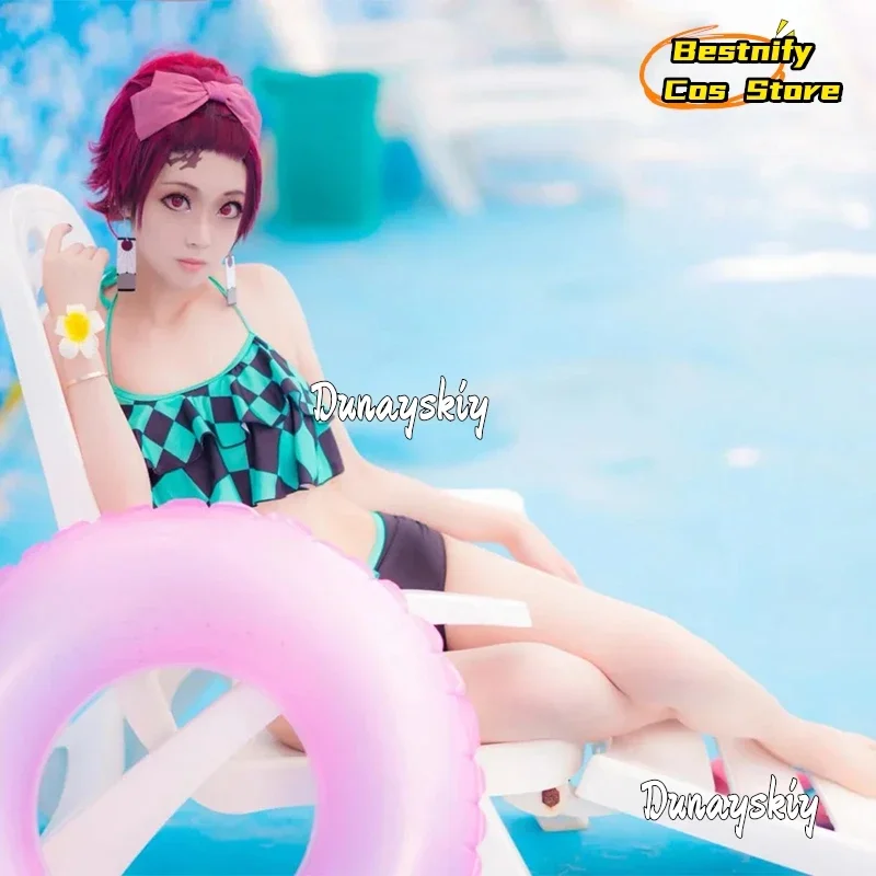 CosplayAnime Kimetsu No Yaiba mariposa Endire disfraz de Cosplay dos piezas Halter cuello Bikini traje de baño Sexy traje de baño para verano