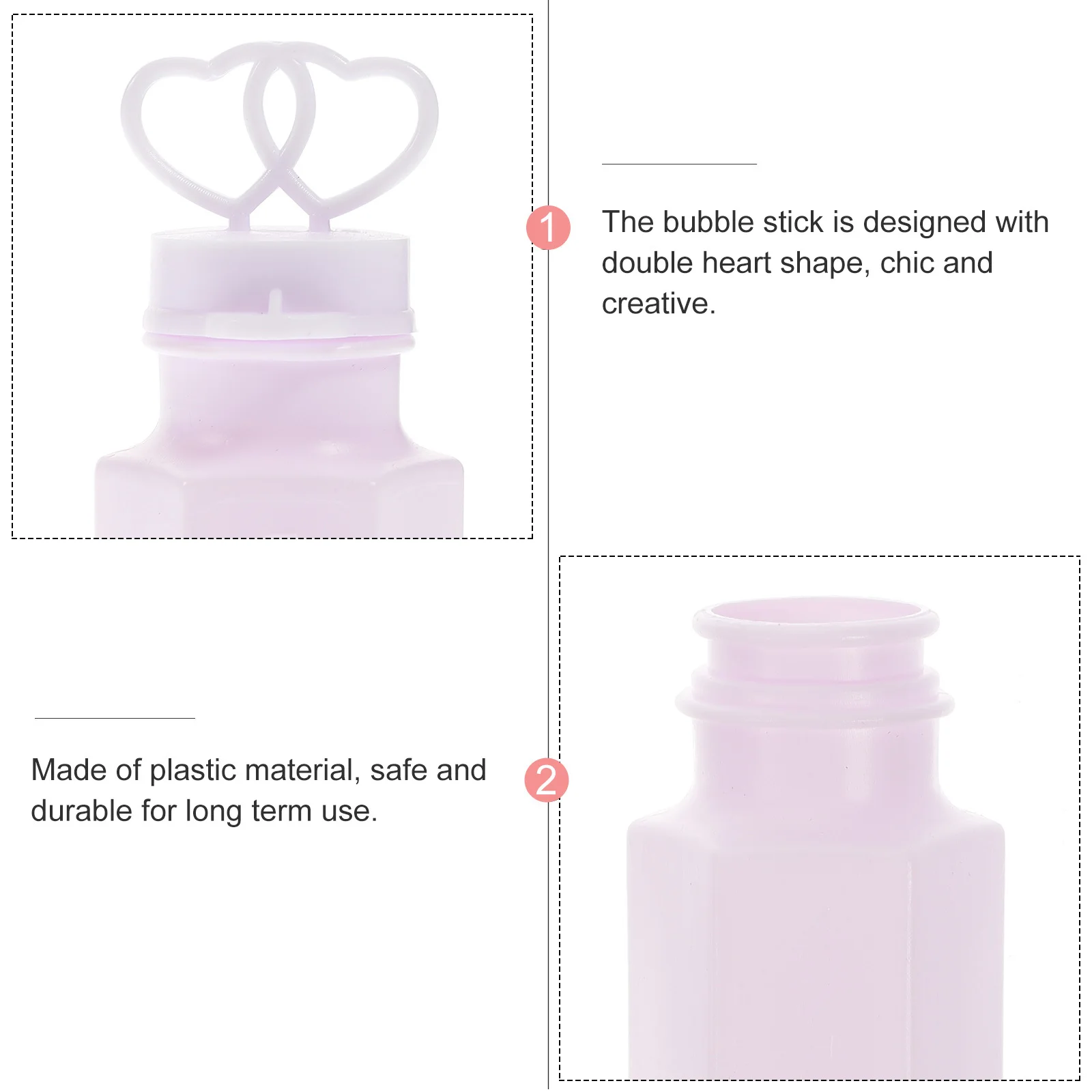 Bacchetta a doppio cuore da 24 pezzi per decorazioni per feste di matrimonio, bottiglia vuota in plastica premium con bastoncini per bolle, regalo per bambini, tubi per bolle all'aperto