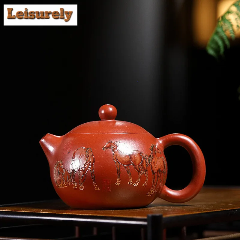 250ml Elegant Yixing Purple Clay Teapots Handmade Xishi Pot Raw Ore Dahongpao Mud Kettle With Strainer Chinese Zisha Tea Set Tea