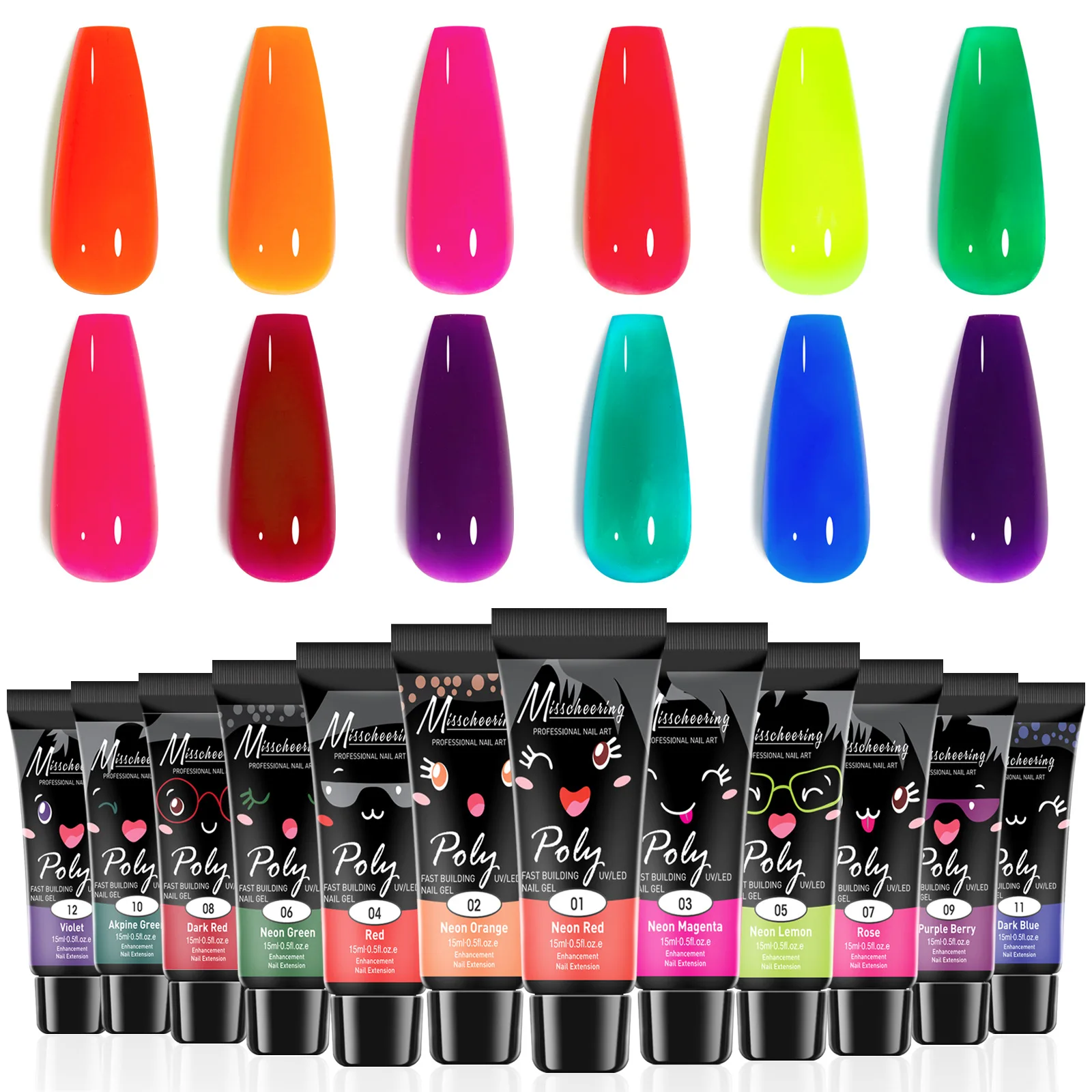 Nagelverlengingsgelkit, 12-kleuren verlenging Nagelverlengingsgelset Losweken UV-gel voor alles in één kit Builder Nagelgel Cadeau