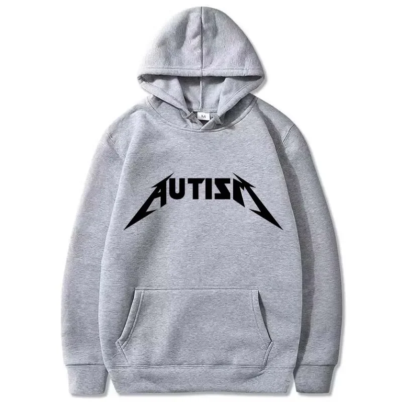 Autism Metal Rock Meme Hoodie Top Men Women Fashion Hip Hop Fleece Hoodie Oversized Pullover Winter Sport Sweatshirt for Men