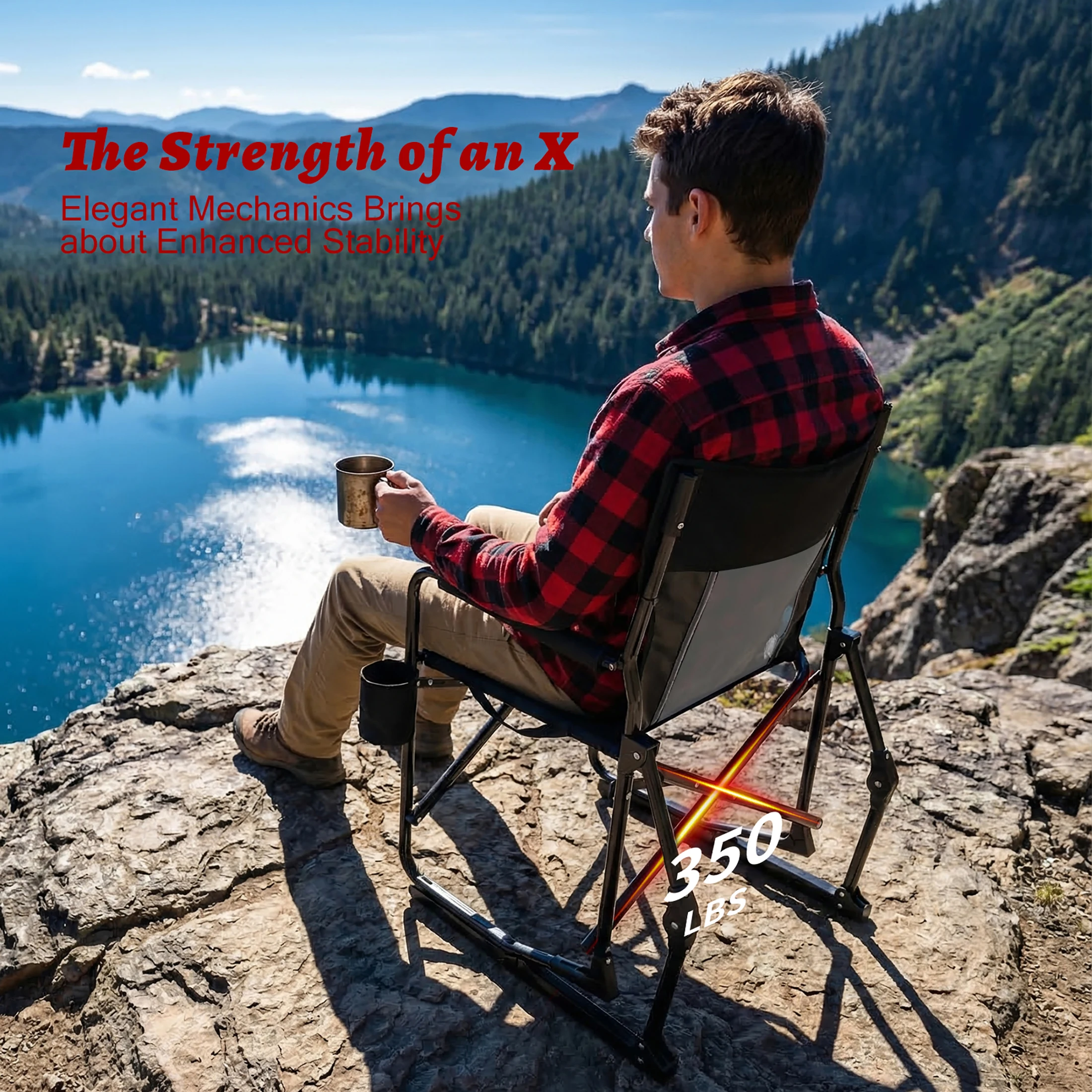 

JHK Outdoor Folding Portable Camping Chair Mesh Back Waterproof Armrests Camping Lawn Chair with Sturdy Frame Foldable Seat for Patio Beach Camping