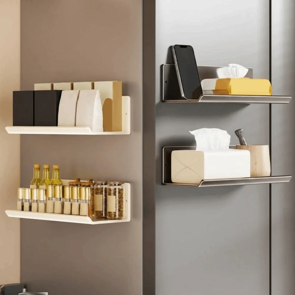 Premium No-drill Magnetic Storage Rack Space Saving Wall-mounted Refrigerator Storage Rack Sturdy Household Organizer Office