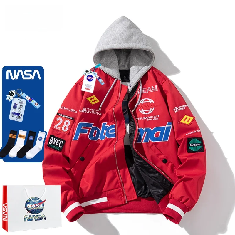 

Весенне-осенняя тонкая куртка-бомбер оверсайз в американском стиле с бейсбольным воротником, на молнии, с длинными рукавами, свободного кроя, верхняя одежда