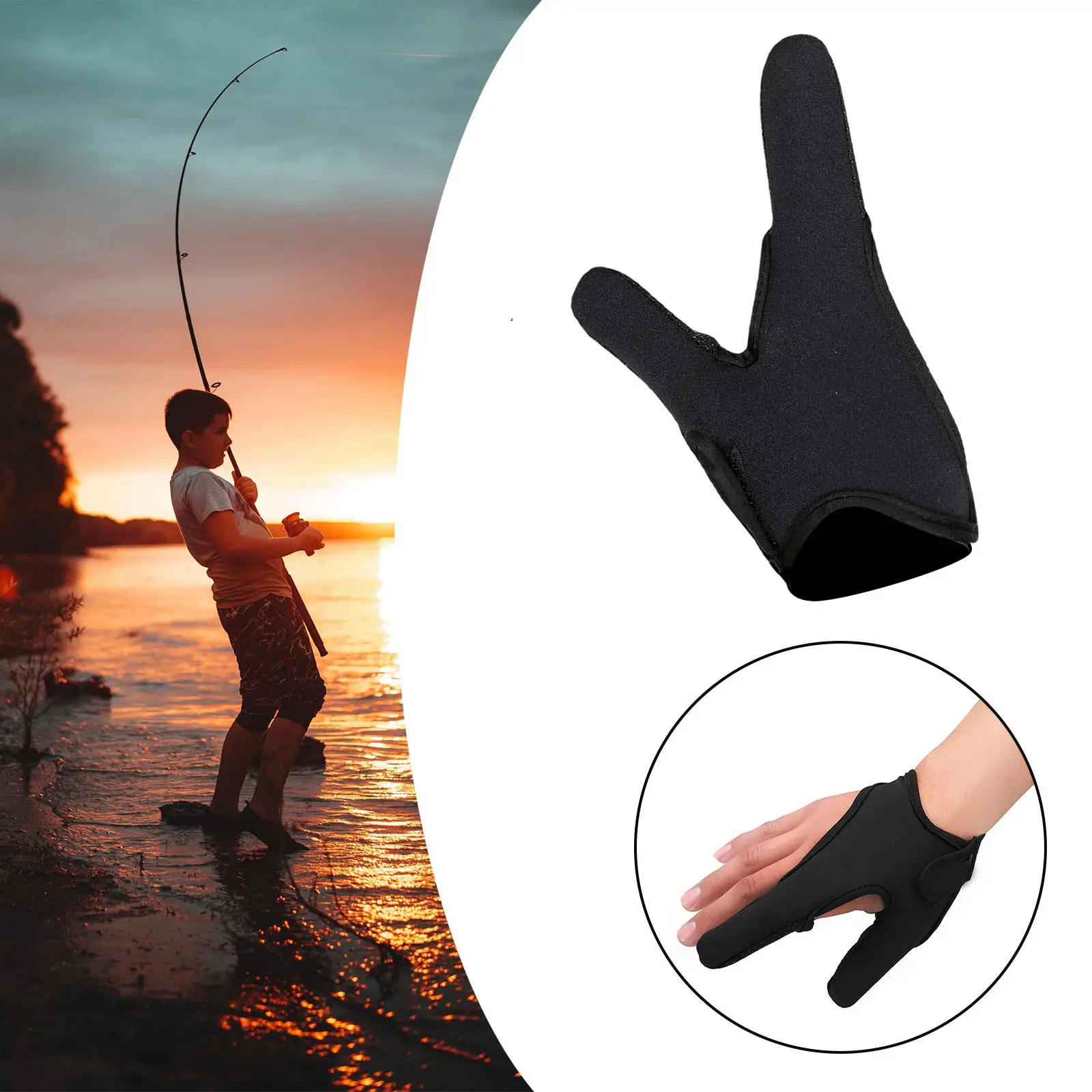 

2-6pack Fishing Gloves Casting Two Finger Stall Elastic Waist Band