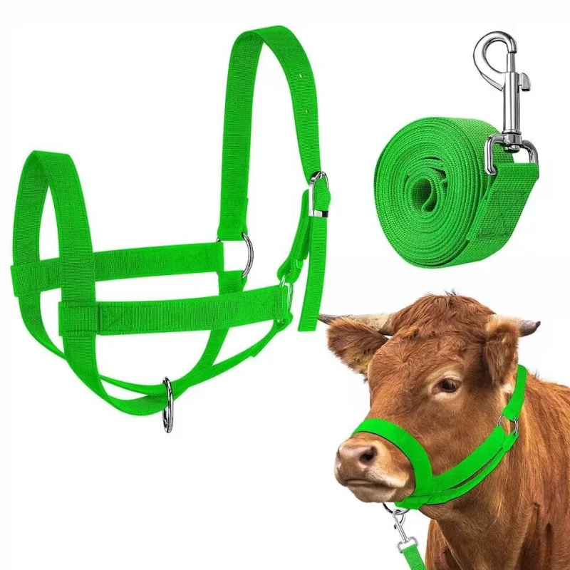 الأخضر قابل للتعديل الماشية النايلون الرائدة حبل البقرة الماشية الحصان حمار الماعز Foal Halters 1
