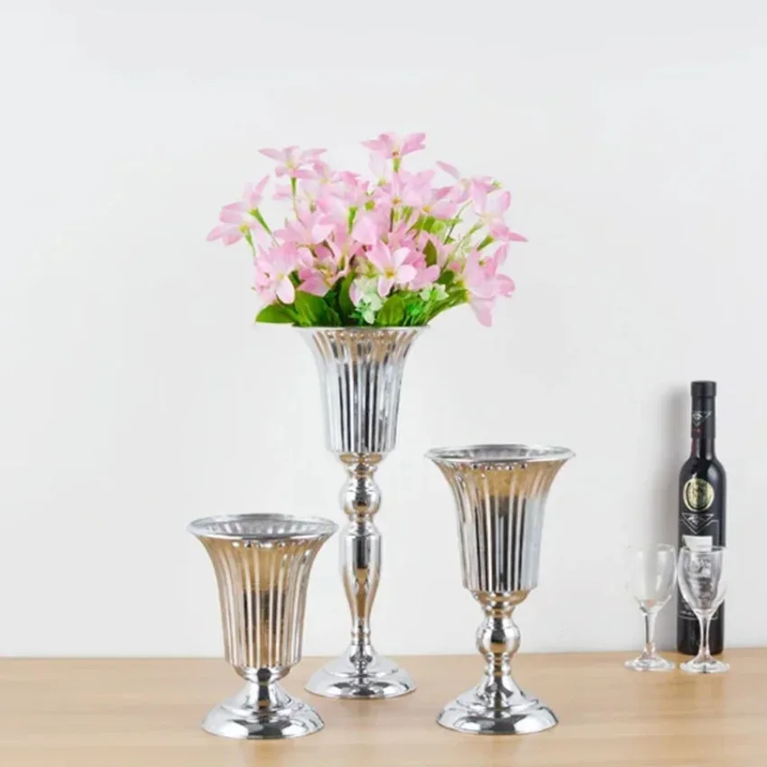 Luxury Metal Vase Gold/Silver Flower Vase Desktop Craft Flower Arrangement Decoration Wedding Party Christmas Rack Home Decor