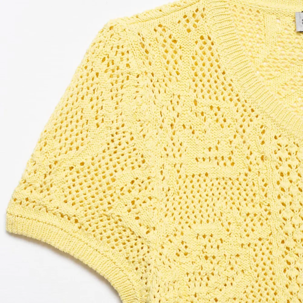 Cardigan tricoté pour femmes, haut ample, col rond, manches courtes, boutons creux, nouvelle mode printemps/été