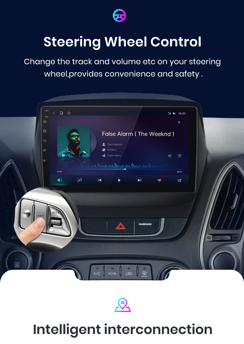 Junsun Kabelloses CarPlay Android Auto Autoradio für Hyundai Tucson 2 ix35 2009 - 2015 2 DIN Multimedia-Stereoanlage mit integriertem Lüfter GPS-Navigation SWC Bluetooth FM RDS DSP IPS-Bildschirm Auto-Intelligentes System 4G WiFi 8-Kern Plug&Play Head Unit – Detail 14
