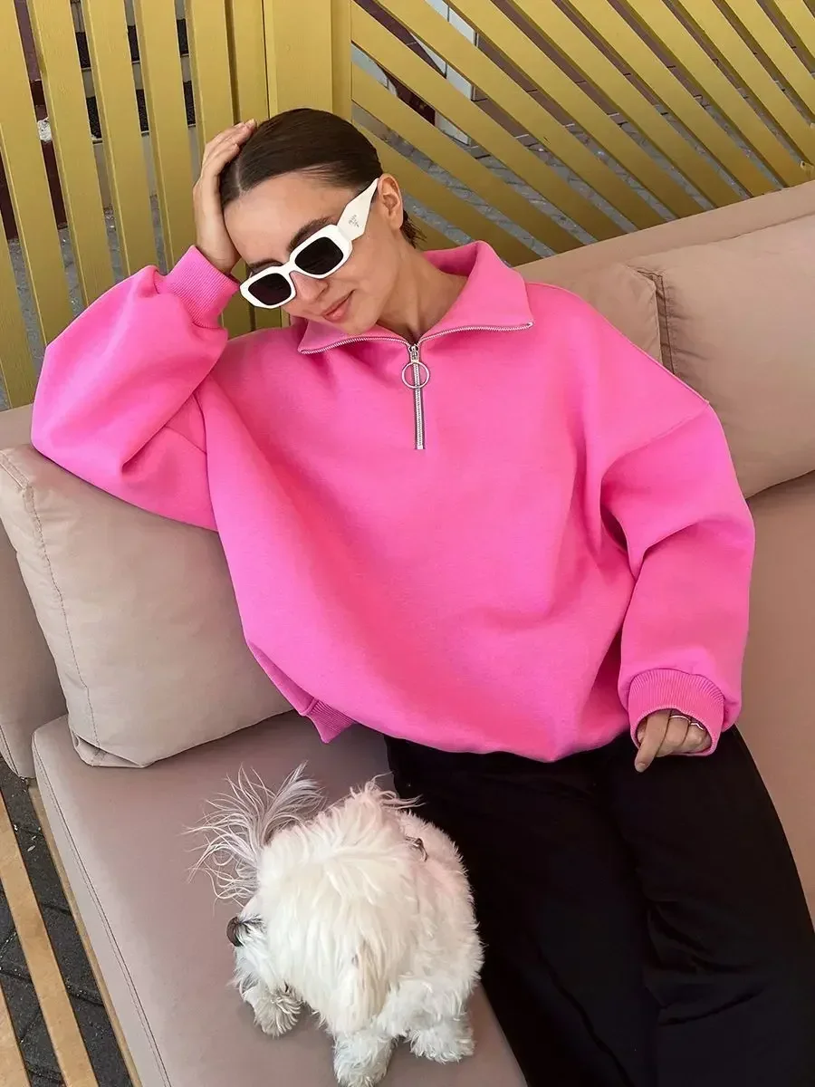 Wolfeel Oversized Hoodies & Sweatshirts for Women Autumn Winter Thick Warm Fleece Sweatshirt Girls Streetwear Loose Pullovers