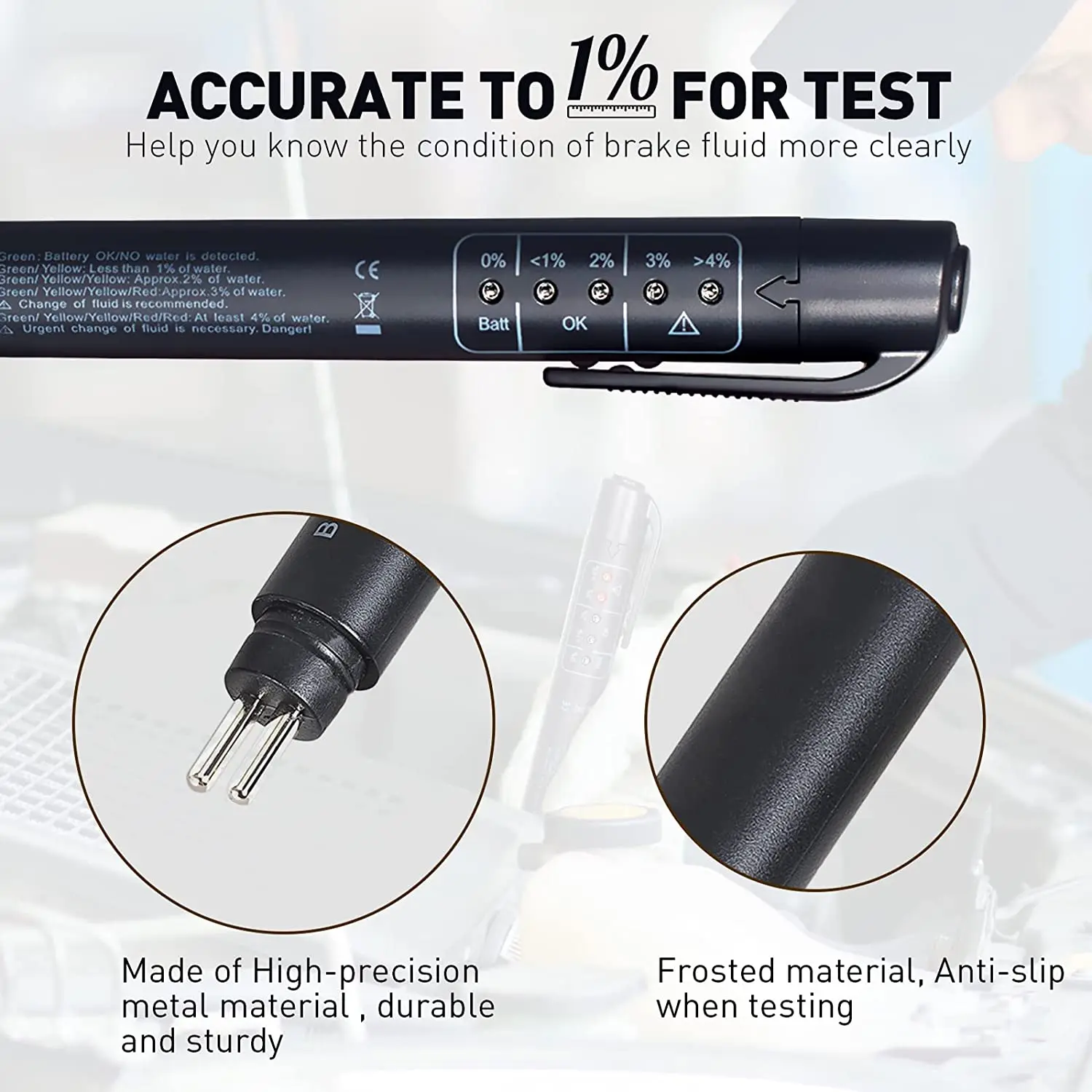 Pluma de comprobación de la calidad del aceite, probador Digital Universal del líquido de frenos del coche, herramienta de prueba automotriz para