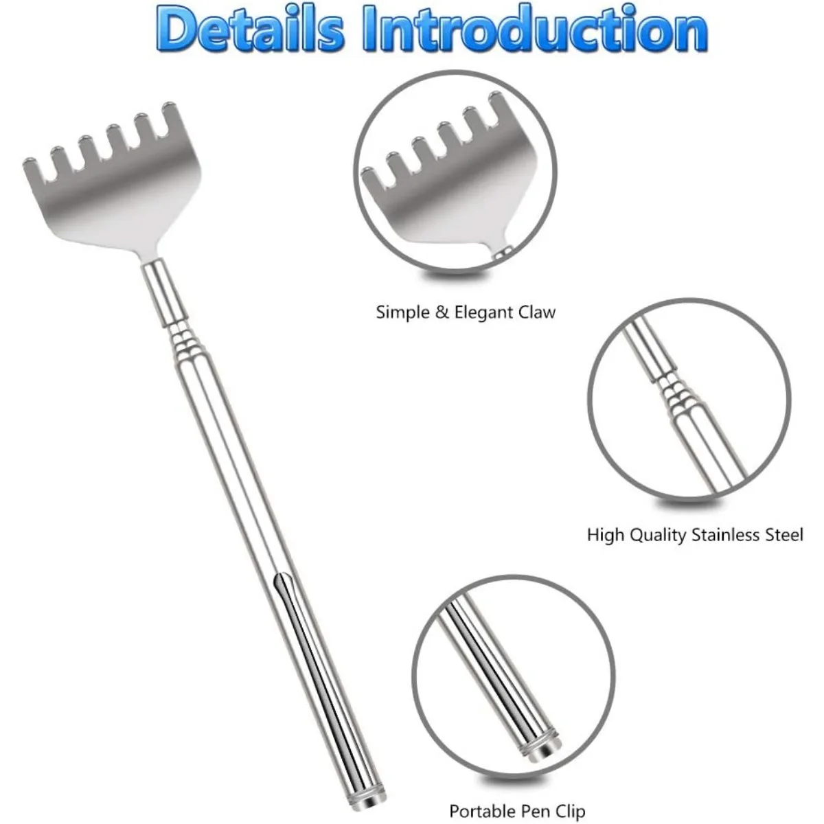 Extendable Back Scratcher for Men Portable Telescopic Metal Back Scratchers Back Hand Massager for Birthday Christmas Gifts