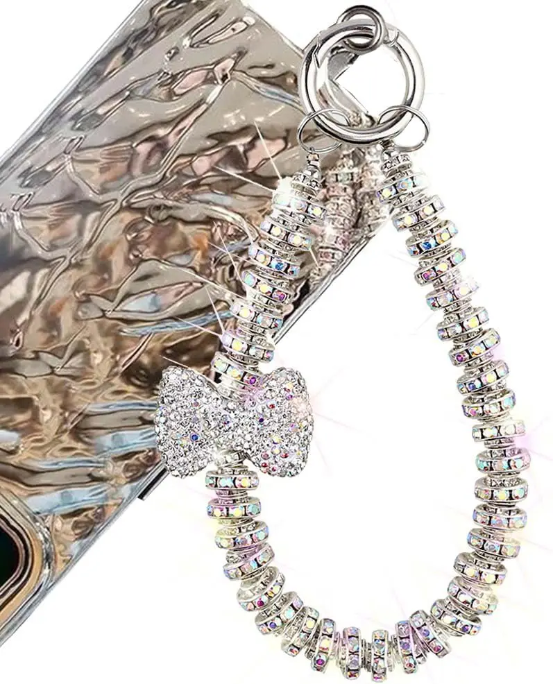 

Shiny Rhinestone Phone Strap with Tether Tab, Elegant Wrist Lanyard for Keys and Cell Phone – Stylish Accessory for Women