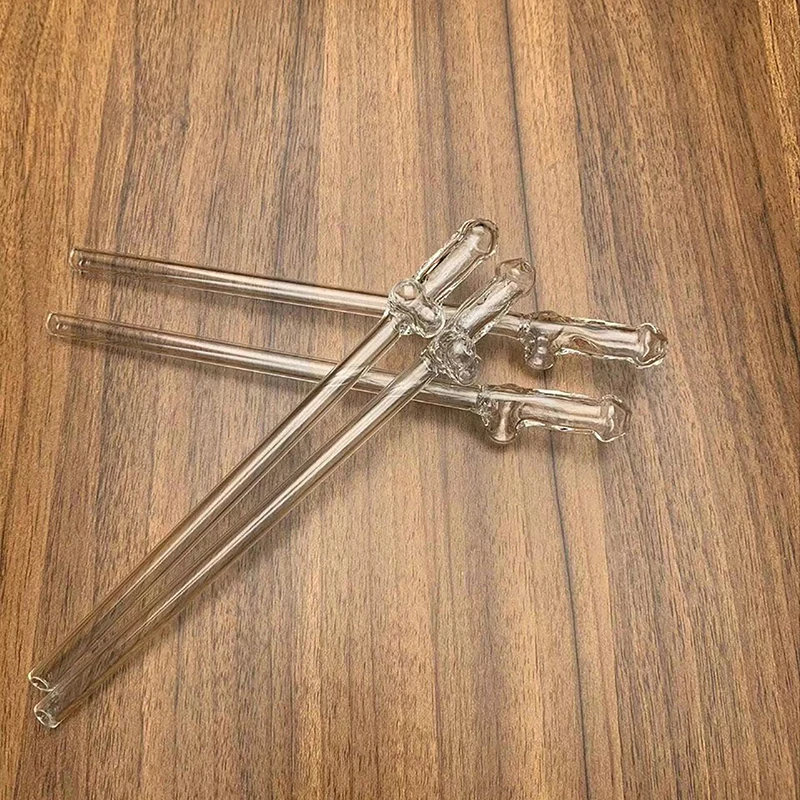 Creative Penis Shape Glass Straw High Boric Acid Transparent Glass Straws Heat Resistant Reusable Party Supplies