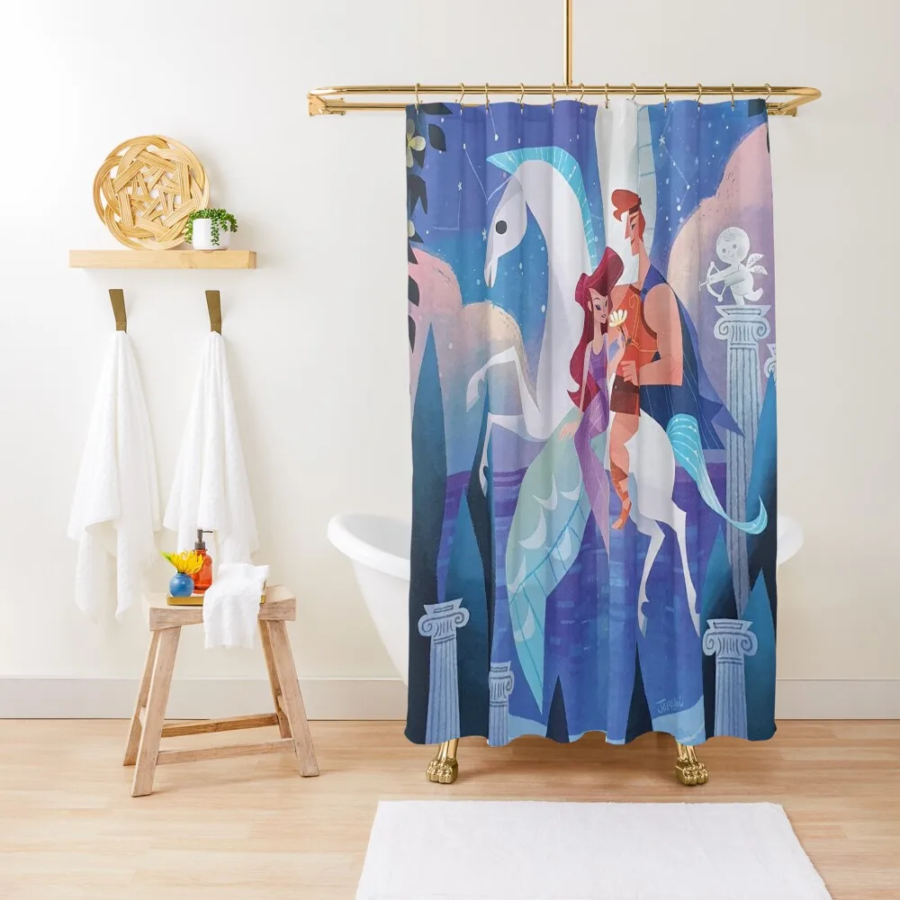 

Hercules, Meg & Pegasus Shower Curtain Set For Bathroom Waterproof Fabric Bathroom Waterproof Shower And Anti-Mold Curtain