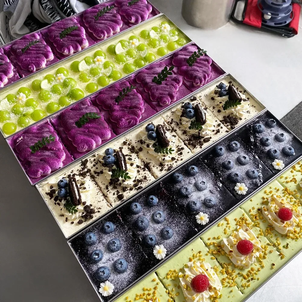 

304 stainless steel Thickened stainless steels tiramisu mold cake rectangular opening cheesecake mold mousse square fixed mold