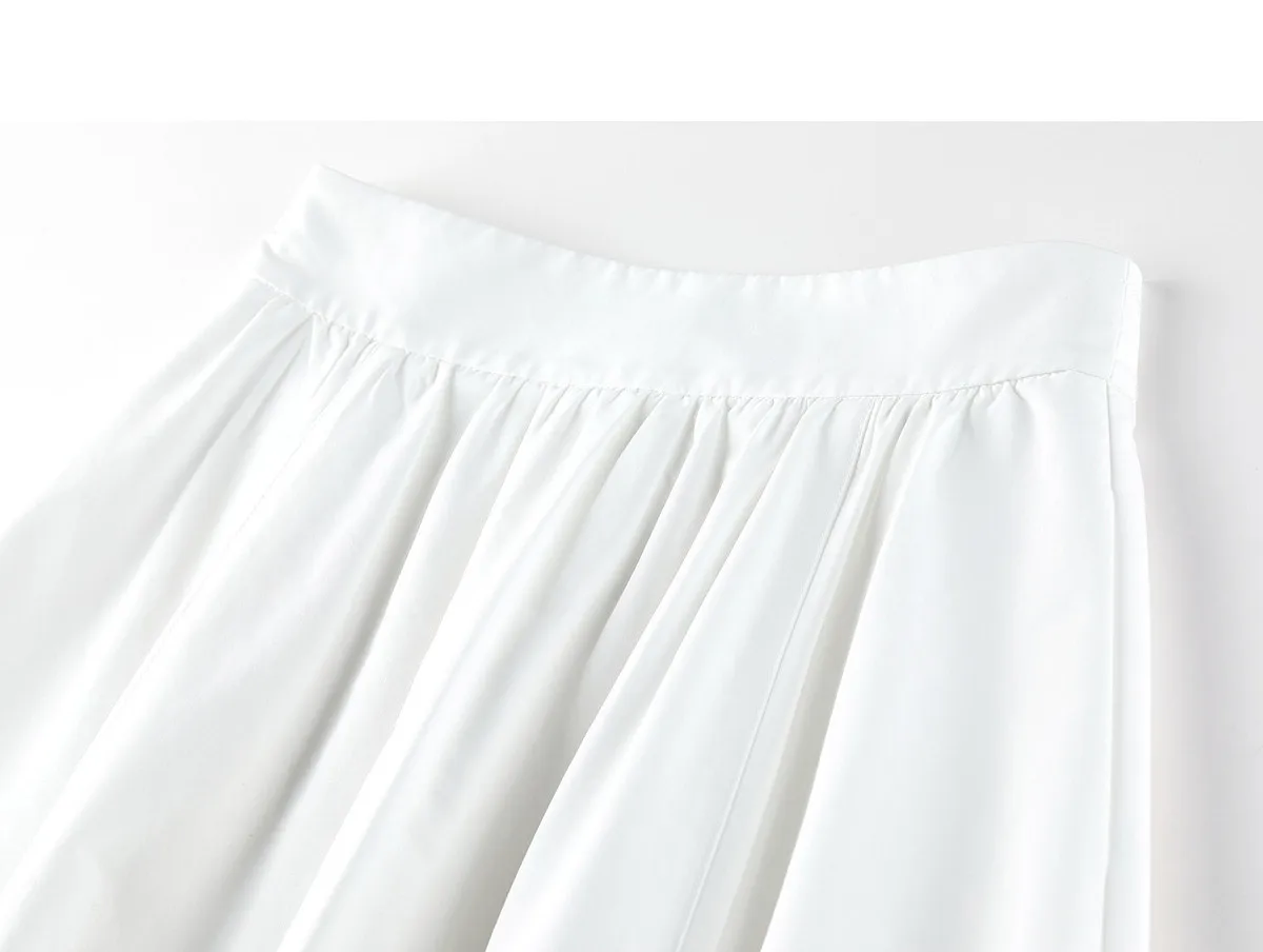SENTUBILA Minimalistischer Pendler-Midirock mit elastischem Bund und Taschen, A-Linie, Damen, Sommer, neu, lässig, locker geschnitten, 162QG6284 – Detail 31