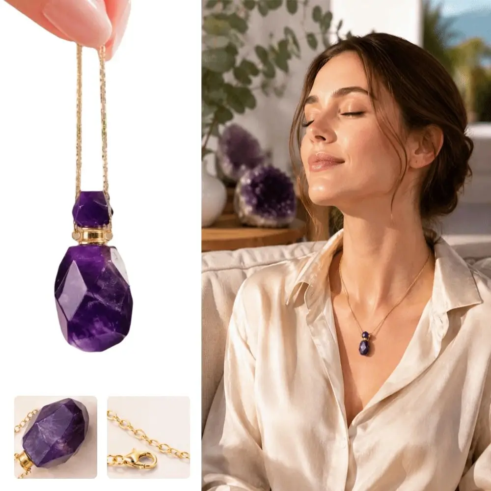 Twistable Threaded Bottle Bottle Necklace Bottle Octagonal Shape Aromatherapy Bottle Necklace Empty Crystal