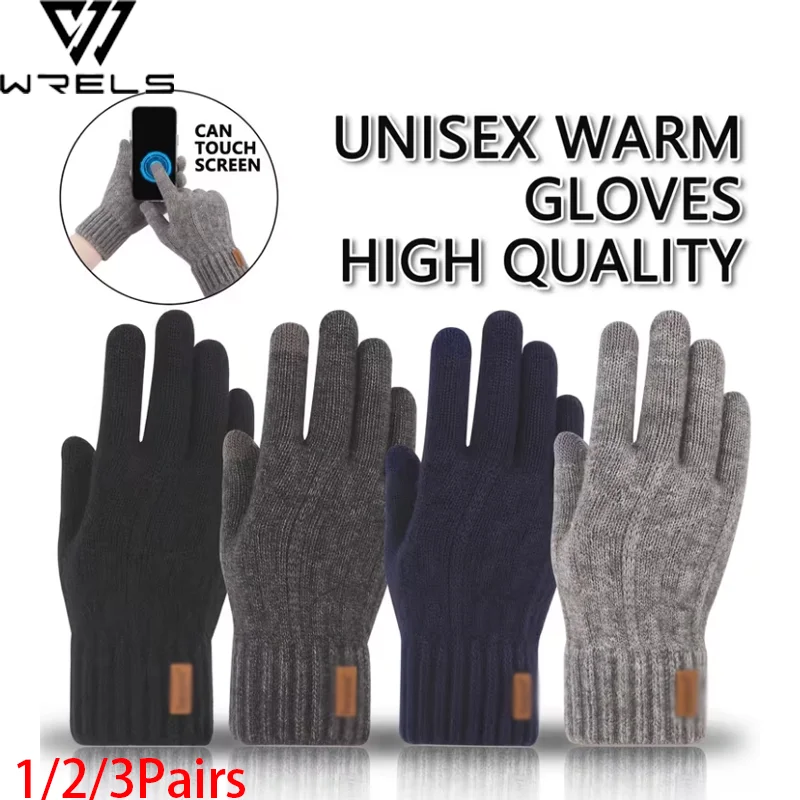 Thickened Warm Gloves Winter Knitted Touch Screen Cold-proof Cycling Gloves Unisex Thickened Driving Hiking Full Finger Gloves