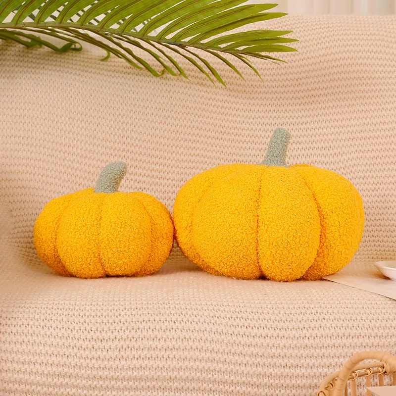Almohada pequeña de planta de calabaza de 18/25cm, accesorio de fiesta para el día de Halloween, cojín de comida colorido, decoración para sofá y silla, regalo
