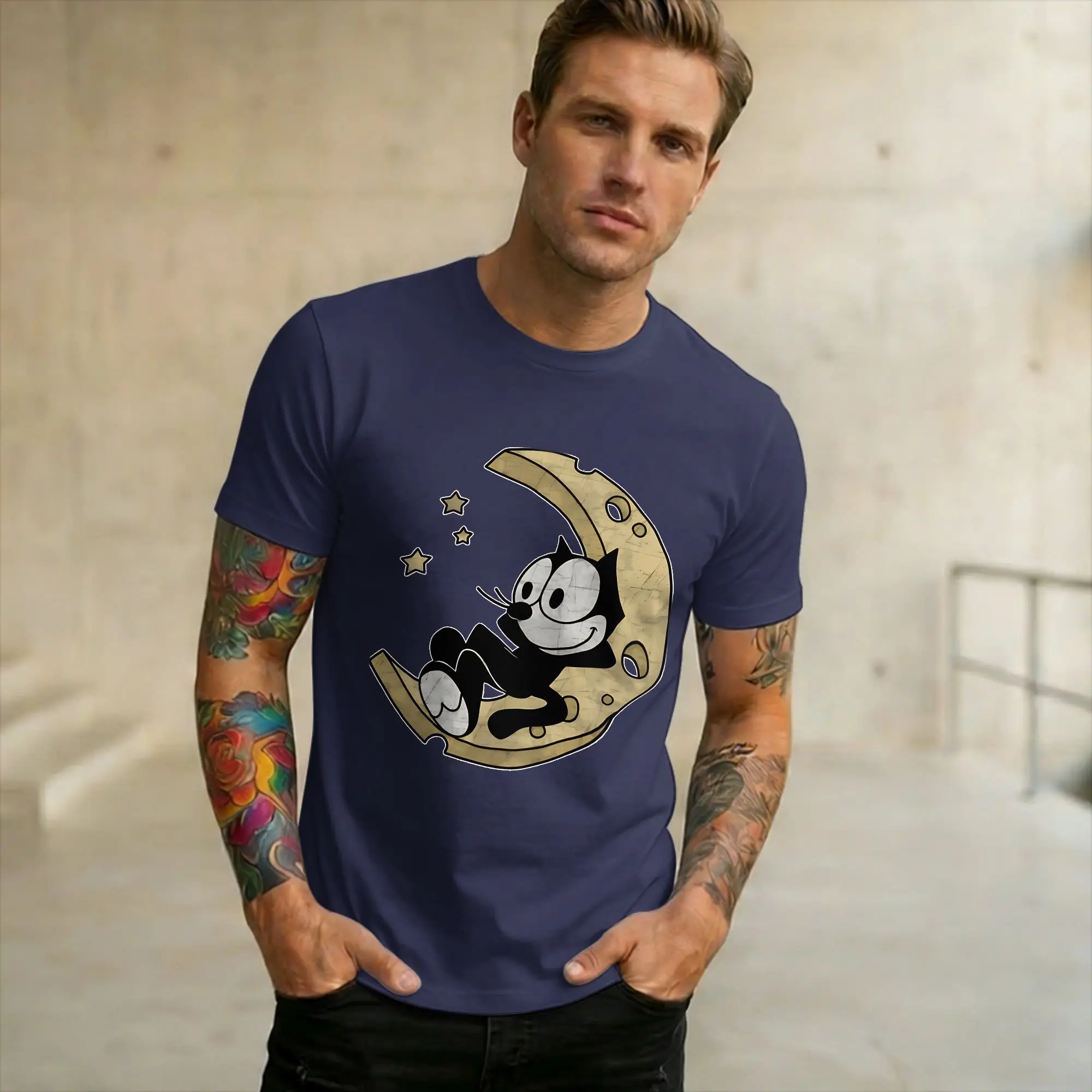 Men Women Felixes the Cat Cartoon T Shirts  Cotton Tops Cool Short Sleeve Round Neck Tees Plus Size T-Shirts