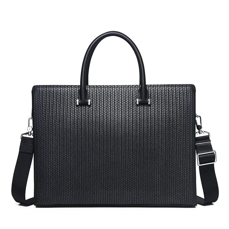 New Cowhide Briefcase Horizontal Style High-end Men's Handbag Fashionable Large Capacity Genuine Messenger Bag Men Laptop