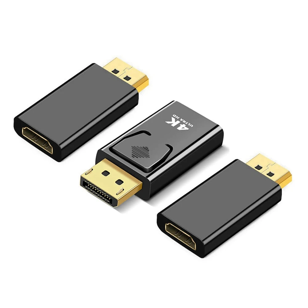 DP to HDMI-Compatible Adapter 3-Pack DisplayPort to HDMI-Compatible Converter Gold Plated for PC, Monitor, HDTV