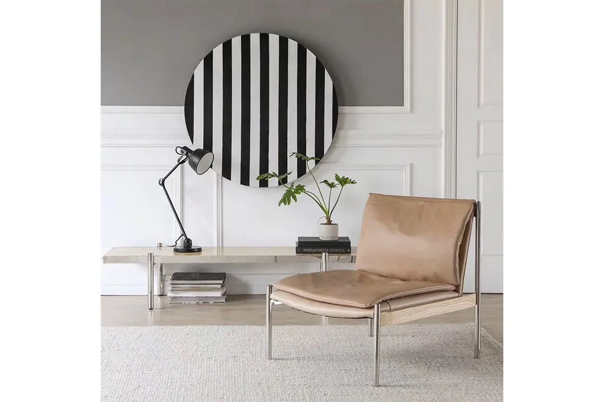 

Nordic US/Light Industrial Wind/Lincoln Imported First Layer Cowhide/Single Sofa Chair Leisure Chair Black