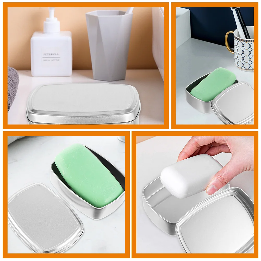 

6pcs Rectangular Aluminum Storage Cans Mini Soap Box Lidded Portable Tin Cream Container Durable Metal Candy Case Refillable