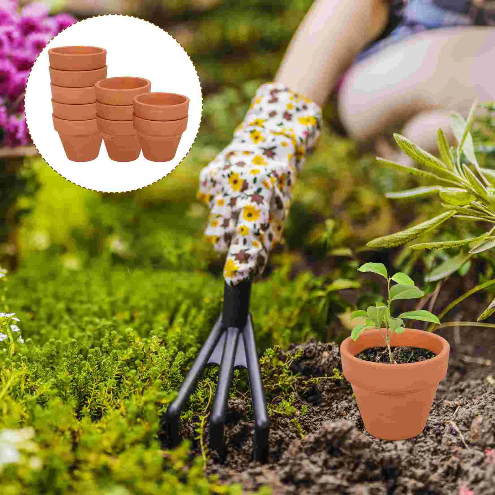 10 Pcs Mini Cotta Seedling Pots Herbs Succulent Ceramic Indoor Decorative Pots Small Office Home Gardening