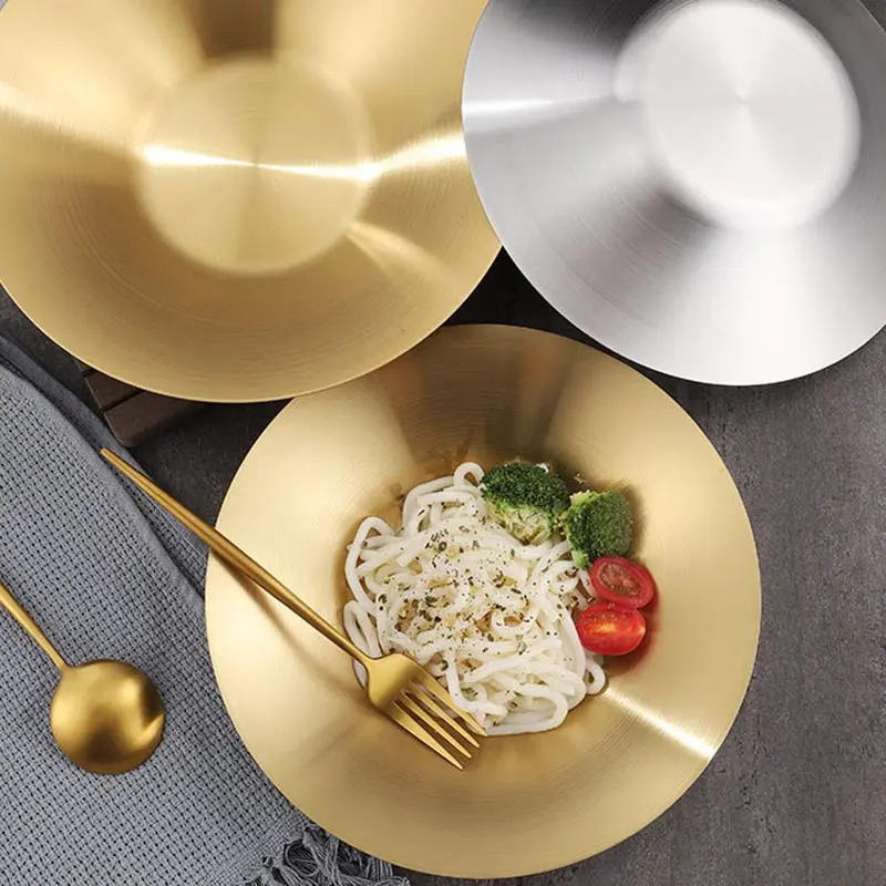 Stainless Steel Fruit Salad Ramen Bowl, Pasta Plate, Fast Food Bowl, Japanese Noodles Bowl, Household Ramen Bowl, Soup Bowl