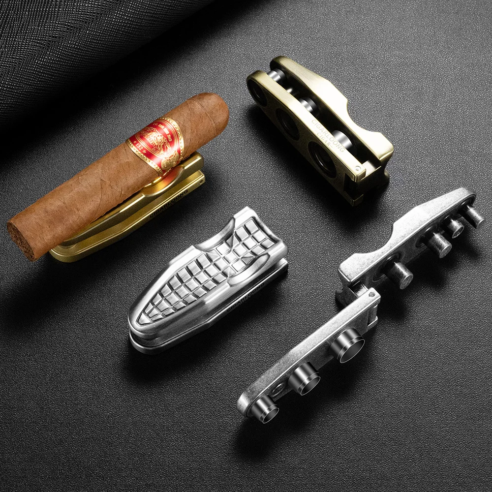 Cigar Tray with Cigar Drill Gift Set Multifunctional Portable Alloy Gift Various Colors Triple Caliber Punch Cutters CL-K21